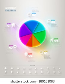 Vector 3d pie chart infographic design template. Elements are layered separately in vector file.