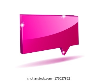 vector 3D pink angular comics bubble with light shadow