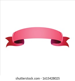 Vector 3d Pink Curved Paper Banner Isolated on White Background. Easy Paste to Any Background
