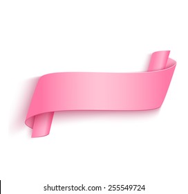 Vector 3d Pink Curved Paper Banner Isolated on White Background. Easy Paste to Any Background