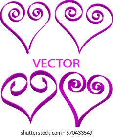 Vector 3D Pink Hearts for Valentines day or Wedding cards. 