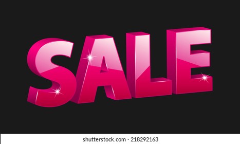 vector 3D pink sale sign with nice sparkle and reflection