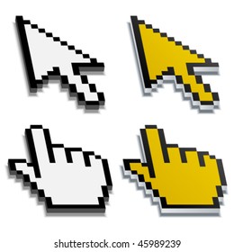 vector 3D pixel cursors with real blurred shadow