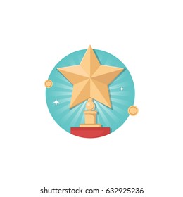 Vector 3d place winner star icon isolated on white background. Trophy and awards vector flat design