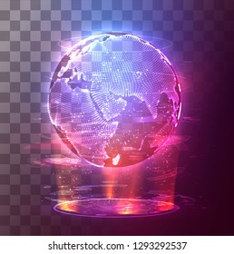 vector 3D planet earth on a background of multicolored background