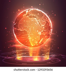 vector 3D planet earth on a background of multicolored background