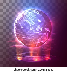 vector 3D planet earth on a background of multicolored background