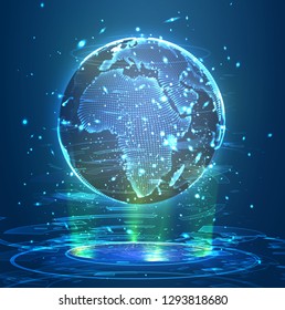 vector 3D planet earth on a background of multicolored background