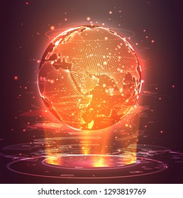 vector 3D planet earth on a background of multicolored background