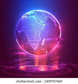 vector 3D planet earth on a background of multicolored background