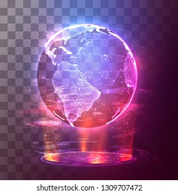 vector 3D planet earth on a background of multicolored background