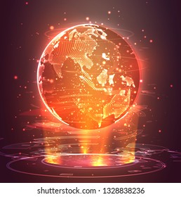 vector 3D planet earth on a background of multicolored background