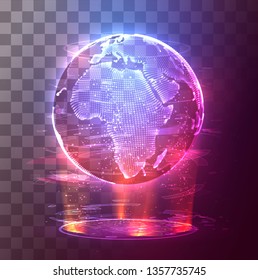 vector 3D planet earth on a background of multicolored background
