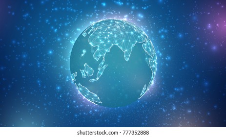 vector 3D planet earth on a background of multicolored background