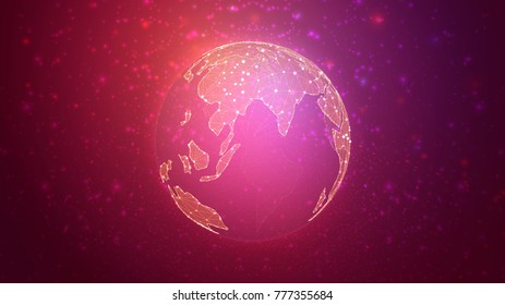 vector 3D planet earth on a background of multicolored background