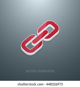 Vector 3d plastic glossy chain link icon. White and red
