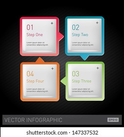 Vector 3d plastic glossy infographic design layout - square progress banners