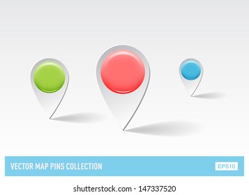 Vector 3d plastic glossy map pins