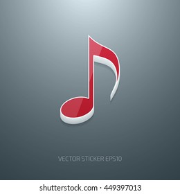 Vector 3d plastic glossy musical note icon