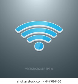 Vector 3d plastic glossy wifi icon, blue and white