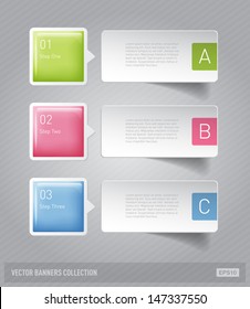 Vector 3d Plastic And Paper Glossy Progress Banners Infographic