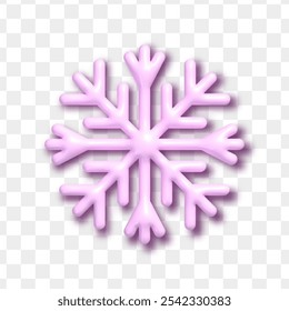 Vetor 3d plástico ícone de floco de neve rosa isolado no fundo transparente