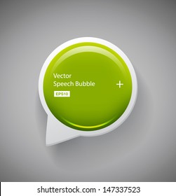 Vector 3d plastic round green glossy speech bubble