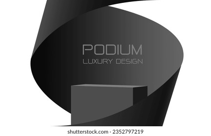 Vector de roscas de papel negro en 3D sobre la ilustración de fondo de la escena del producto estudio blanco.