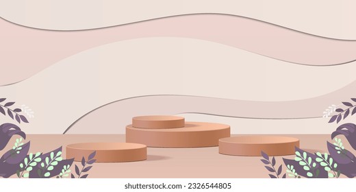 vector 3d podium for mockup and display with pastel cut out colour background