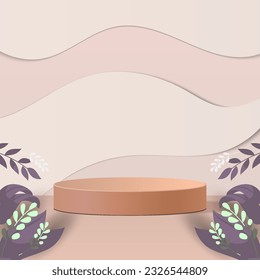 vector 3d podium for mockup and display with pastel cut out colour background