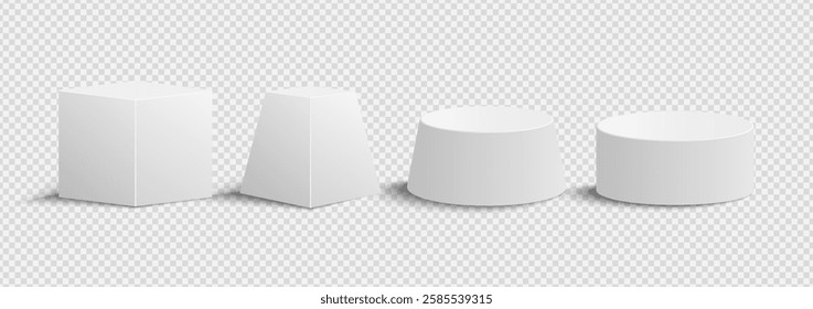 Vector 3D podiums isolated on transparent background.