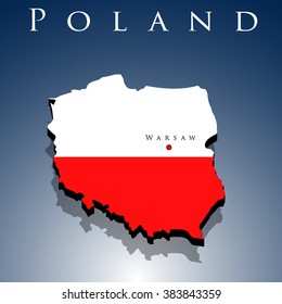 Vector 3d Poland Map Flag On Stock Vector (Royalty Free) 383843359 ...