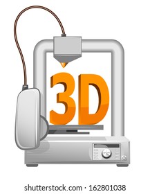 Vector 3d printer on a white background