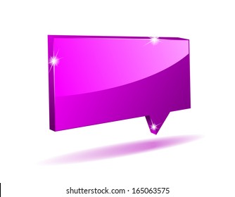 vector 3D purple vector angular comics bubble with light shadow