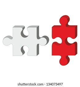 Vector. 3d puzzle red and white 33
