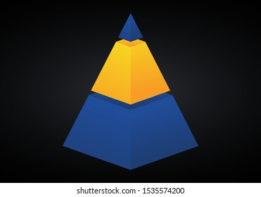 Vector 3d pyramid infographic. Business progress infographics concept with 3 options, parts, steps, processes. Layered performance graph presentation.