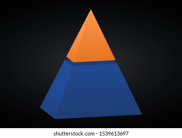 Vector 3d pyramid infographic. Business progress infographics concept with 2 options, parts, steps, processes. Layered performance graph presentation.