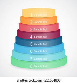 Vector 3D pyramid infographic. Template for diagram, graph, presentation and chart. Business concept with 8 options, parts, steps or processes. Abstract background.
