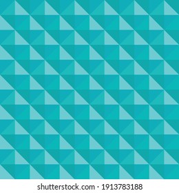 Vector 3D pyramid shaped stud seamless pattern background. Elegant studded backdrop with shaded triangles. Monochrome aqua blue repeat. Modern tactile texture design. Geometric all over print