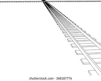 Vector 3d railway, railroad track silhouette