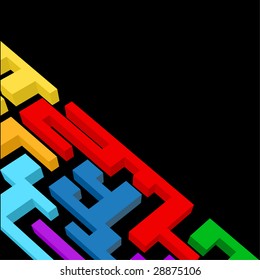 Vector 3d rainbow labyrinth - multiple attractive possibilities, black background