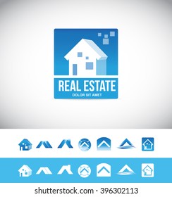 Vector 3d real estate house company logo.