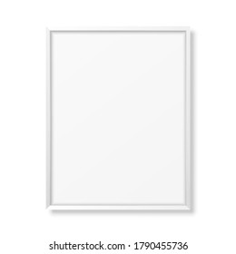 Vector 3d Realistic A4 White Wooden Simple Modern Frame Icon Closeup Isolated on White. It can be used for presentations. Design Template for Mockup, Front View