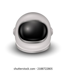Vector 3d Realistic Astronaut Helmet, Cosmonaut Mask with Transparent Glass Visor for Space Exploration Isolated. White Suit Part for Spaceman Head Protection. Space Helmet Design Template