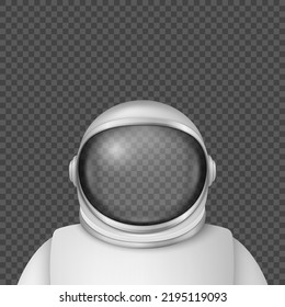 Vector 3d Realistic Astronaut Helmet, Cosmonaut Suit with Mask, Transparent Glass Visor for Space Exploration. White Suit, Helmet for Spaceman Head Protection. Design Template