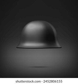Vector 3d Realista Negro Soldado Militar Casco de Protección de Primer Plano Aislado. Casco, Símbolo del Ejército de Defensa y Protección. Plantilla de diseño de casco de soldado para el concepto militar, de defensa y de seguridad