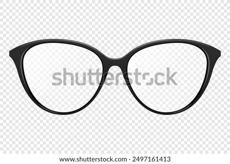 Vector 3d Realistic Black Round Frame Glasses Isolated. Sunglasses, Lens, Vintage Eyeglasses in Front View. Design Template for Optics and Eyewear Branding Concept