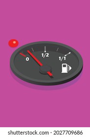 Vector 3d Realistic Black and White Circle Gas Fuel Tank Gauge, Oil Level Bar Icon Set Isolated on White Background. Car Dashboard Details. Fuel Indicator, Gas Meter, Sensor. Design Template