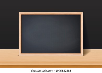 Vector 3d Realistic Blank Black Chalkboard, Wooden Frame Closeup Isolated on Transparent Background. Chalkboard Design Template, Mockup. Empty Blackboard for Classroom, Restaurant Menu. Front View