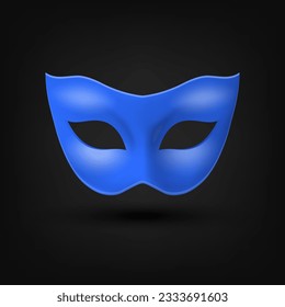 Vector 3d Realista Blank Azul Carnaval Vintage Icono Cierre Aislado. Máscara de Héroe del Carnaval, Fiesta, Gafas de Mascarada. Plantilla de diseño para Carnaval, concepto de bolas de partido. Vista frontal